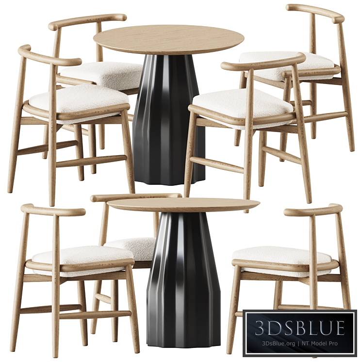 Burin Wooden Table D80 by Viccarbe and Chair Emilia by Meridiani