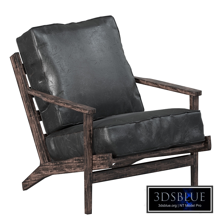 Leather armchair with wooden frame