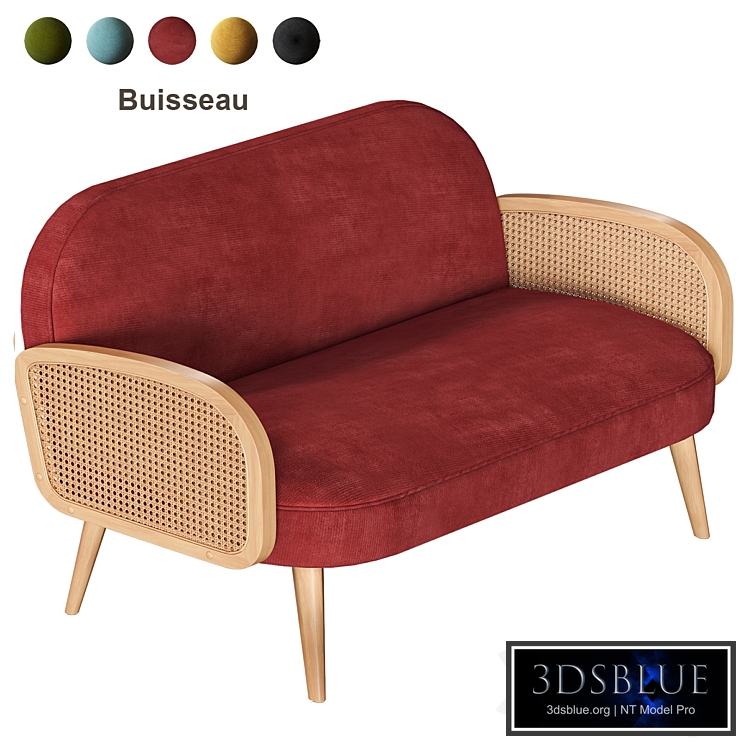 BUISSEAU Sofa in velor and wicker rattan LA REDOUTE