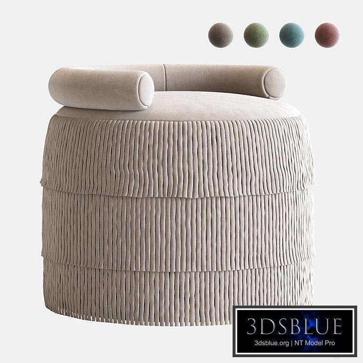 21st Century Beth Fringes Stool Cotton Velvet