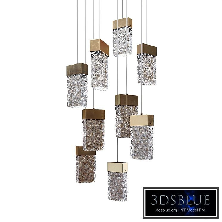 Pendant lamp with rectangular shades made of embossed glass Lampatron ARIMO