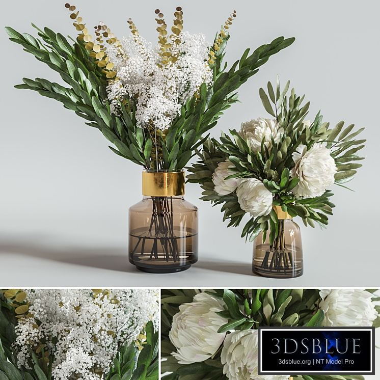 Flower Set 008 Peony and Baby breath.