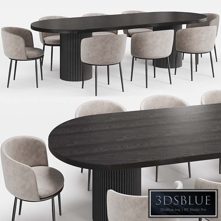 GLOBEWEST Benjamin Ripple table and Filmore dining chair Eichholtz