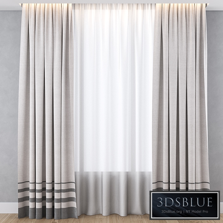 Curtain with gray stripes