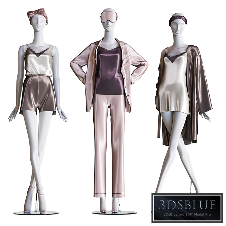 Set of female home clothes on mannequins