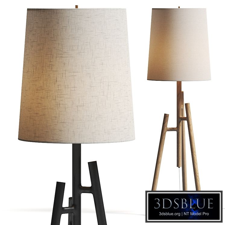 Crate and Barrel Lockeland Walnut Tripod Floor Lamp