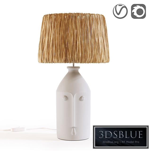 Ceramic and raffia lamp, Manoni