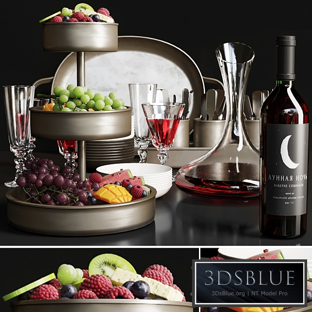 Wine with fruits. Red wine, grapes