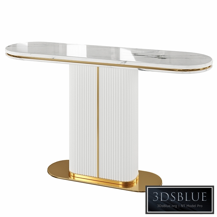 Narrow Console Table with Marble Top MDF Base