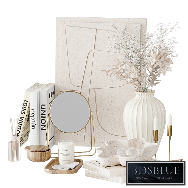 Decorative set with a bouquet of dried flowers