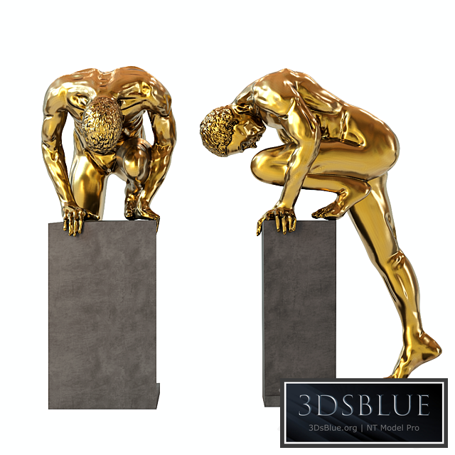 Deco Object Nude Man Stand Bronze