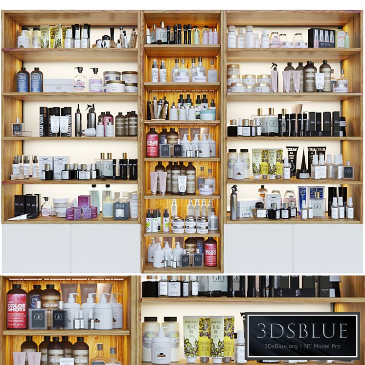 Cosmetics rack. Beauty salon, cosmetology