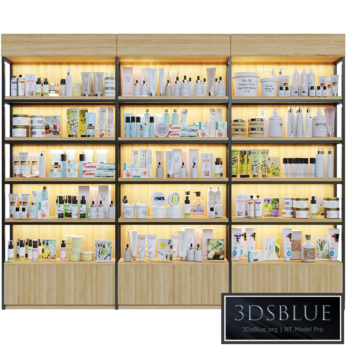 Showcase in a pharmacy with cosmetic care products 8