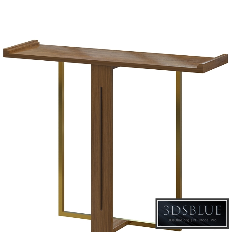 Narrow Console Table for Entryway Foyer Black Solid Wood & Gold Metal in Small