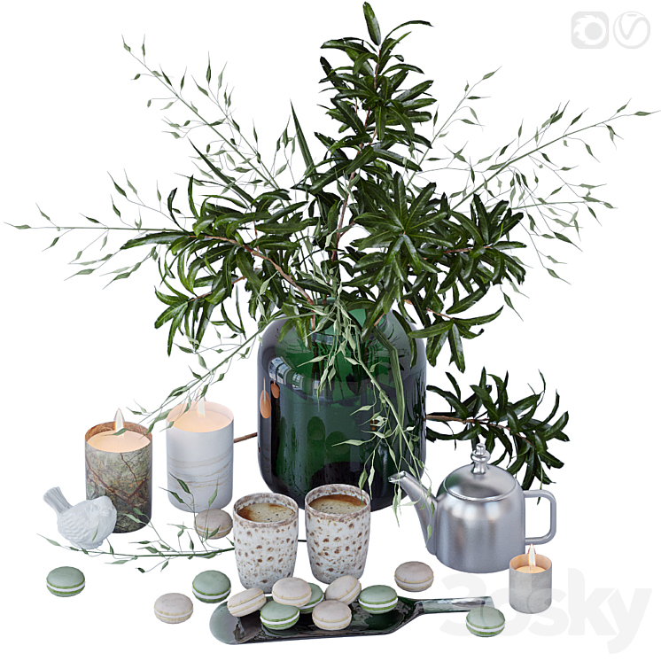 Kitchen set with mango branches 2
