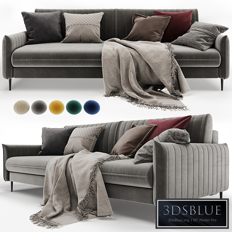 Straight sofa Swout Velvet Beige / Mustard / Gray Barhat Blue / Emerland from Divanru