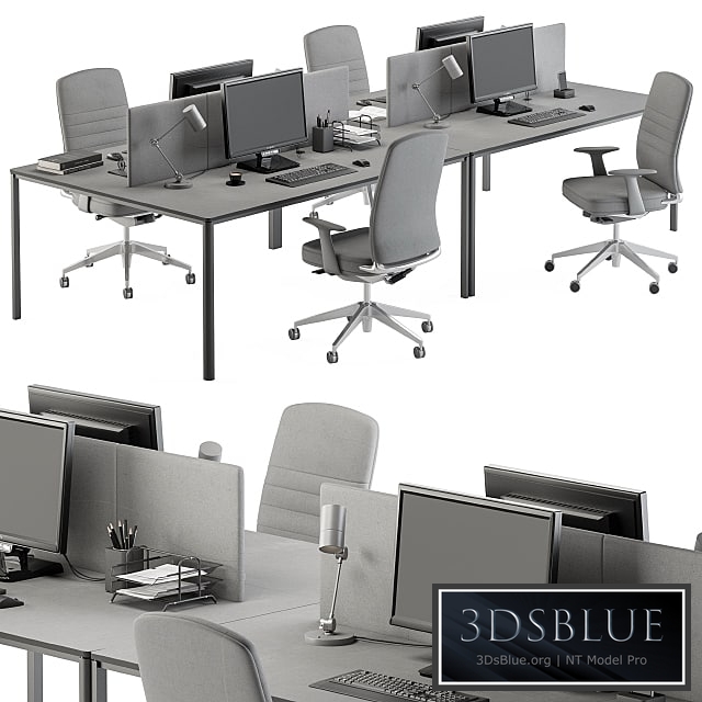 employee Desk Gray Set - Office Furniture 237