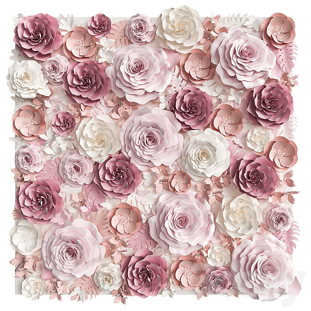 A wall of paper flowers. Photo background