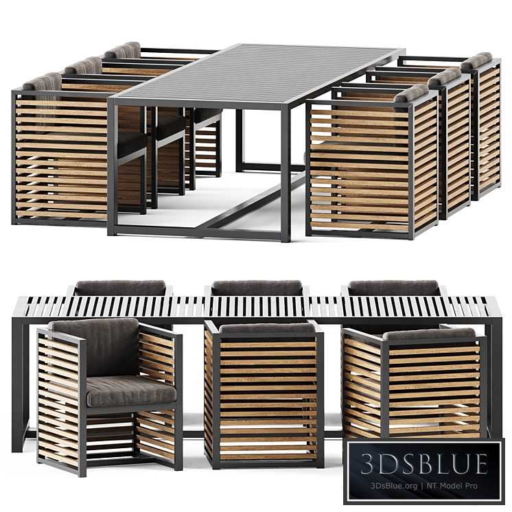 Outdoor Table and Armchair Dna teak by Gandia Blasco / Outdoor furniture