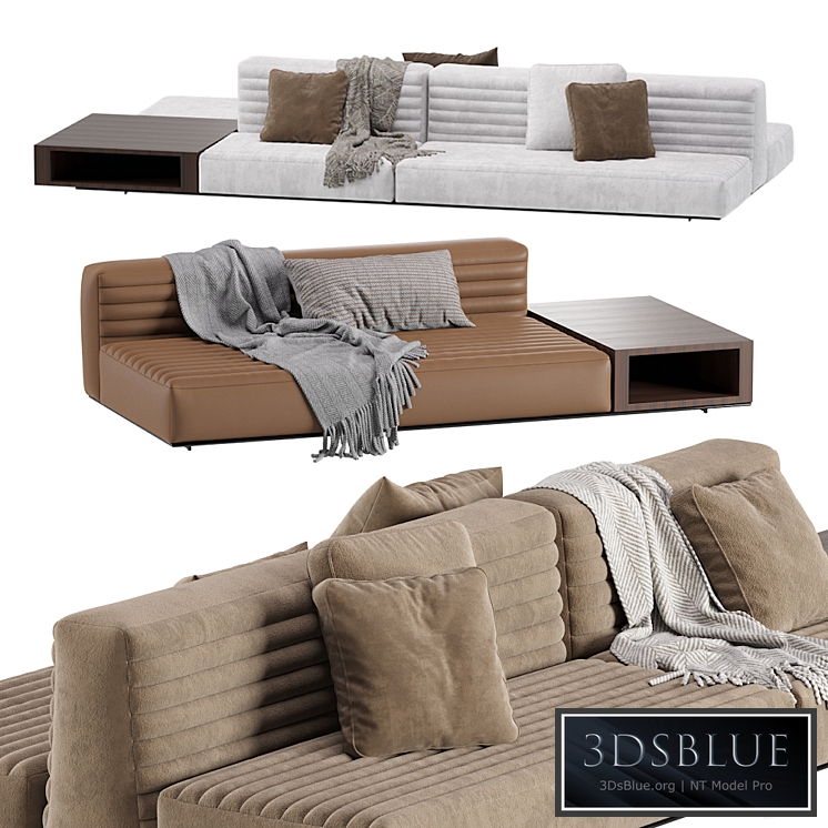 Minotti Roger Modular Sofa 2 Version / Leather & Velvet