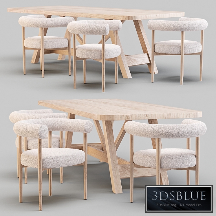 Dining Set: Crate and Barrel (Aya Table and Mazz Boucle Chair)