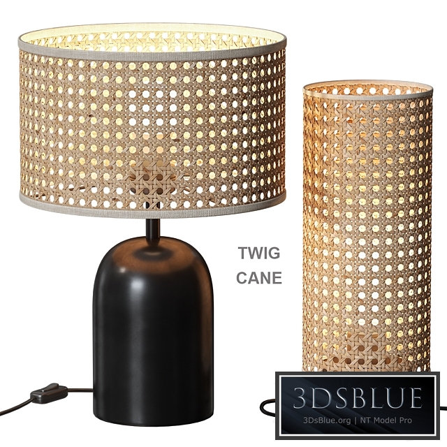 Twig / Cane Table Lamp with Rattan Keria