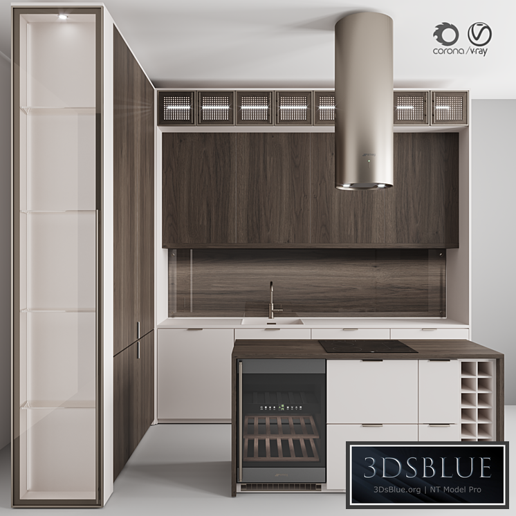 Kitchen No. 100 "Dark Wood and Beige"