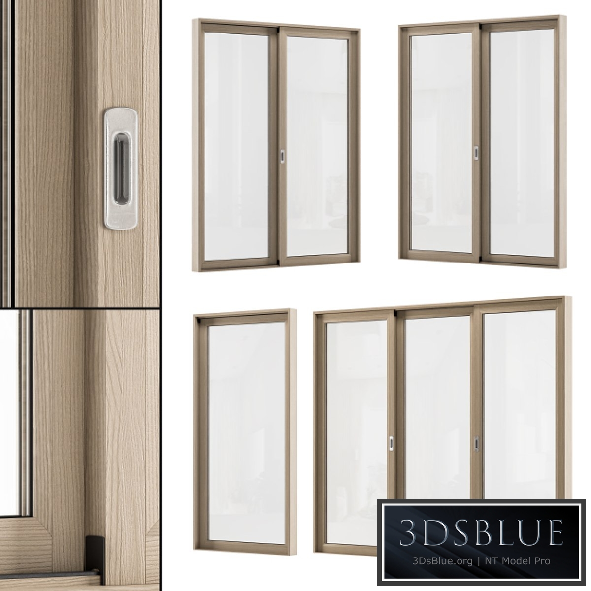 Sliding Wooden Window Modern - Windows Set 02