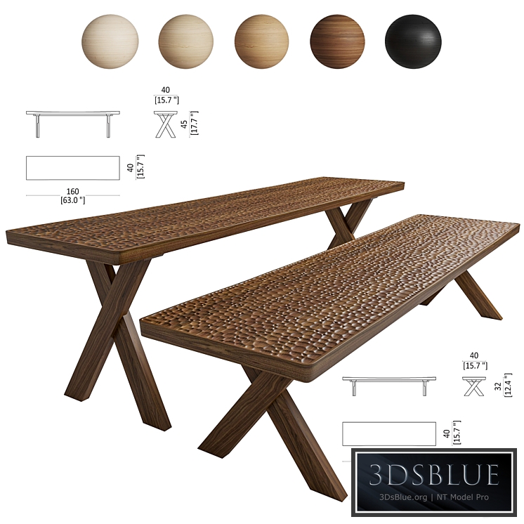 Bench Zanat Touch 160cm Wooden legs