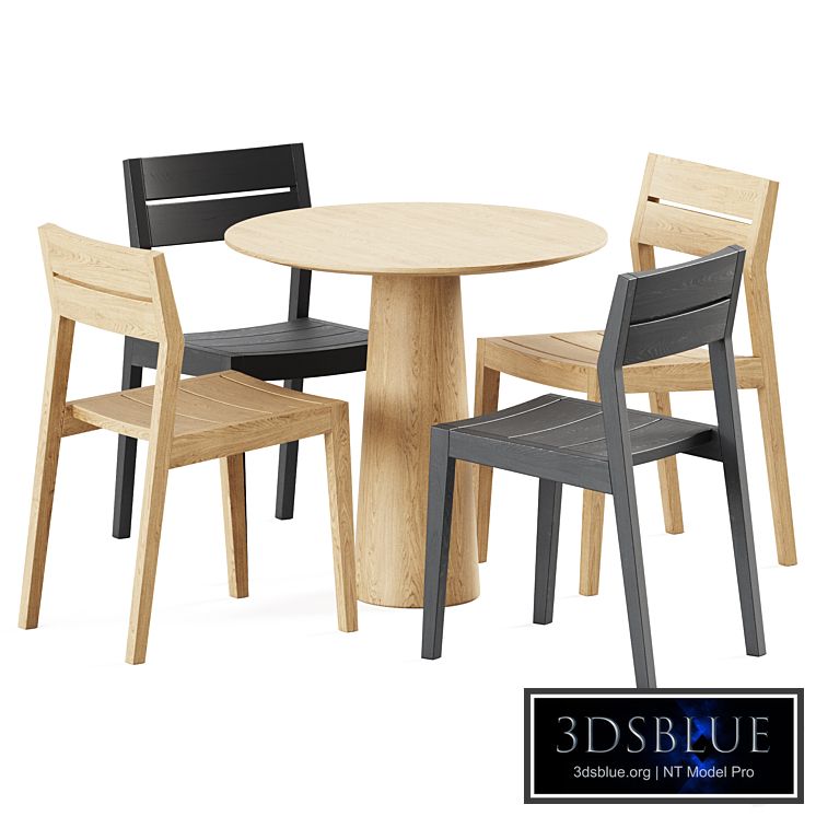 Table POV D80 by Ton and Teak EX 1 Outdoor Dining Chair by Ethnicraft