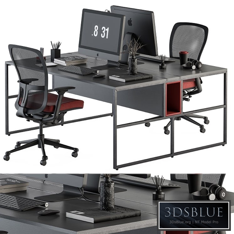 employee Set Red and Black - Office Furniture 245