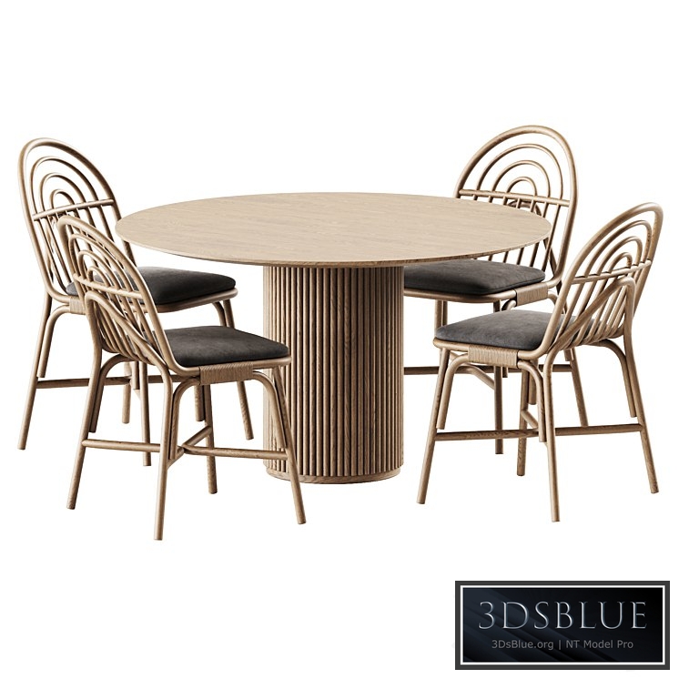 Table Palais royal By asplund and Chair Rotin by Guillaume Delvigne