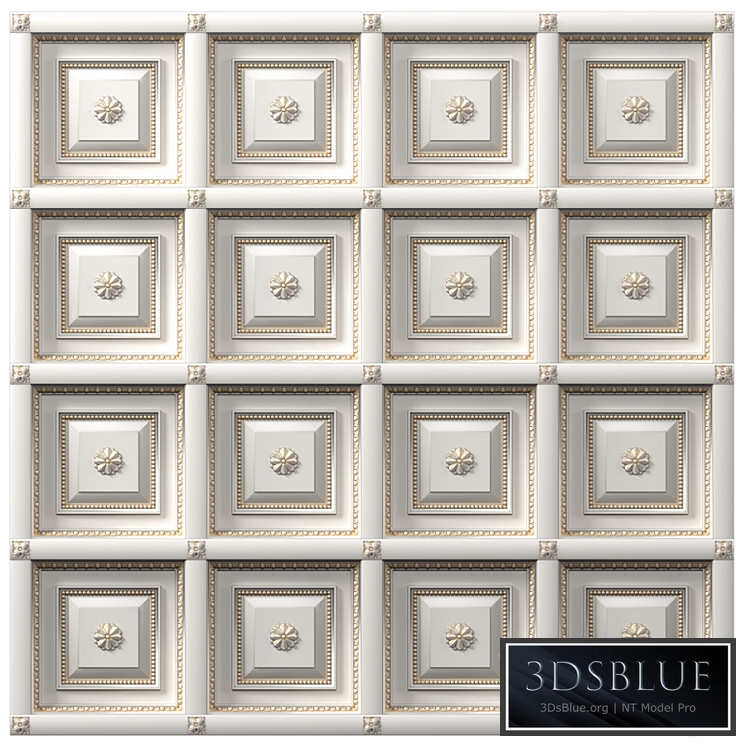 Classic coffered ceiling with gilding. Coffers Tile