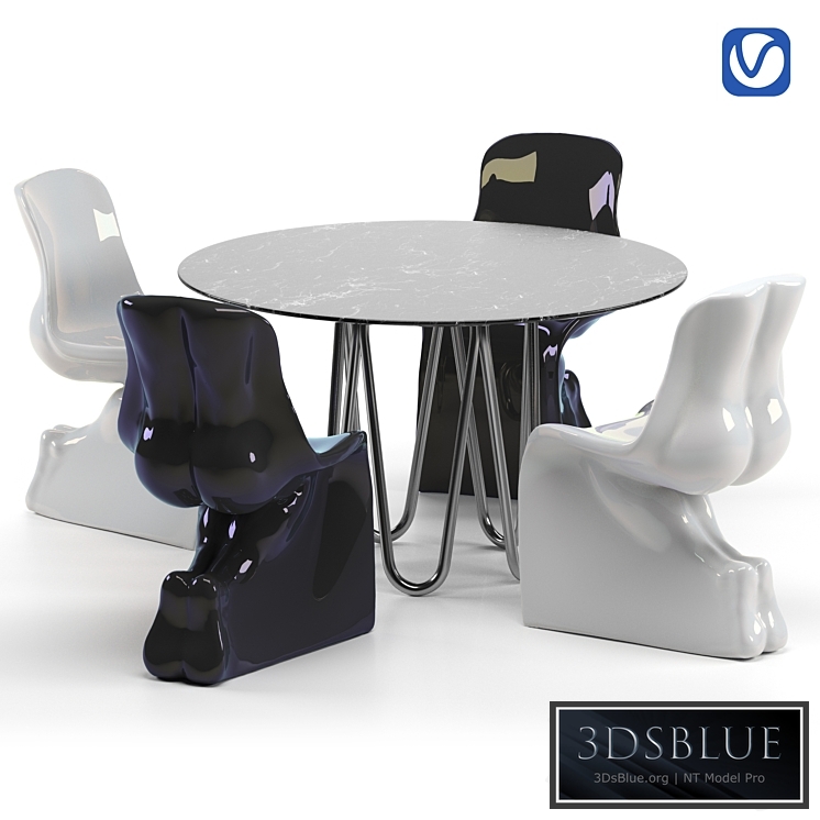 Meduse table and chairs Him Glossy and Her Glossy by Casamania