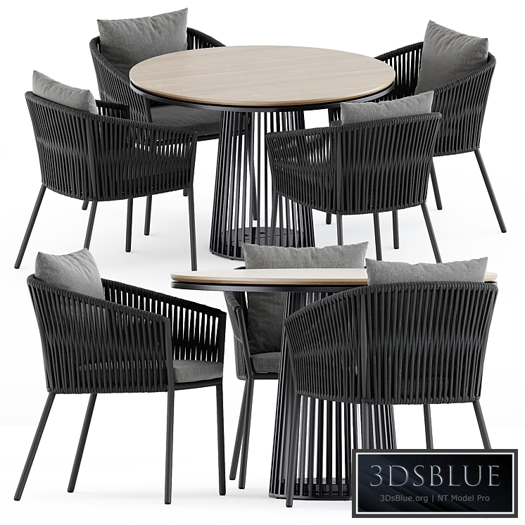 Porto Dining Chair by burkedecor and Grid table by solpuri