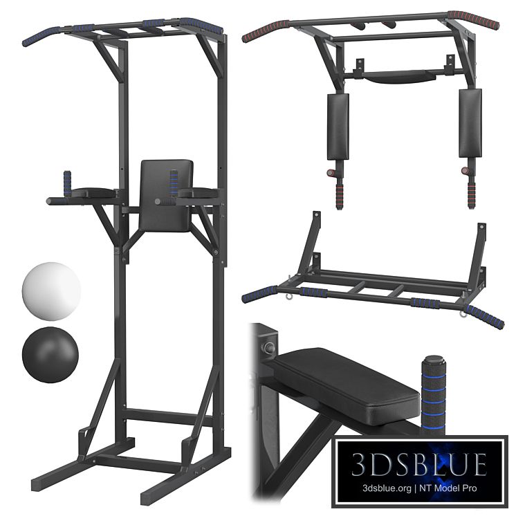 Set - wall horizontal bar, horizontal bar 3 in 1 and full horizontal bar-bars-press