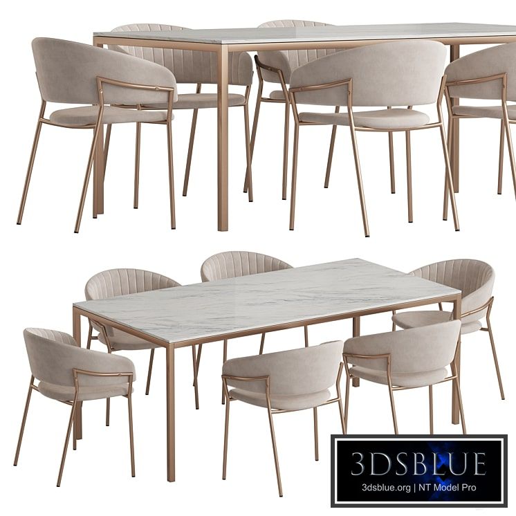 West Elm Frame table Piza chair dining set