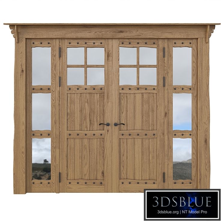 Hinged wooden door made of solid pine