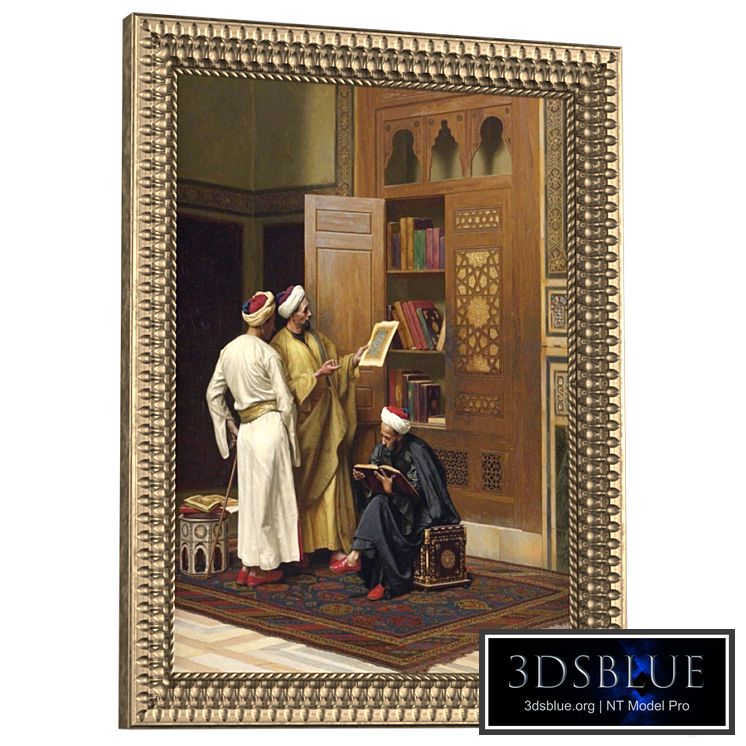 Painting in oriental easterly style.Arabian Frame Picture east gold
