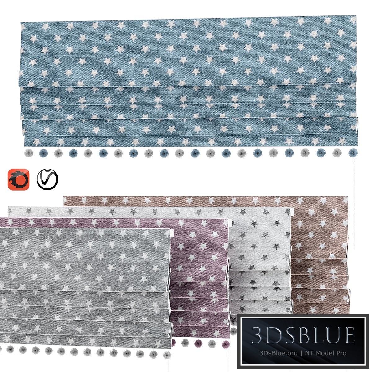 Roman curtains set 02 vray | corona