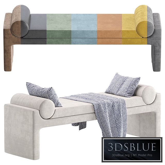 Coco Republic Bleecker Bench Velvet and Leather 8 set