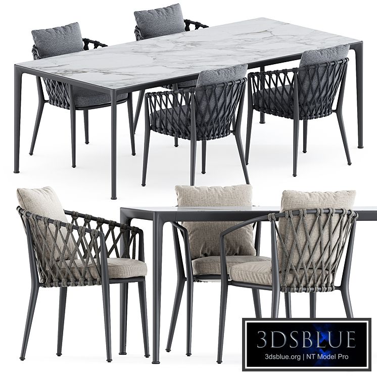 Erica outdoor chair and Mirto Outdoor table by bebitalia set2