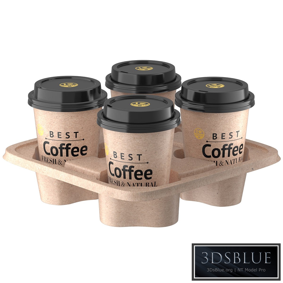 Coffee cups with cardboard holder