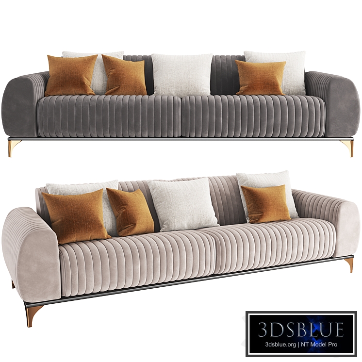 Sofa 4 Lugares Sala de Estar Base de Madeira