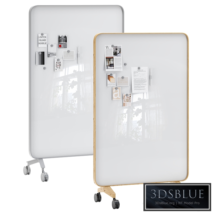 Lintex Frame Mobile double-sided glassboard with a bentwood frame