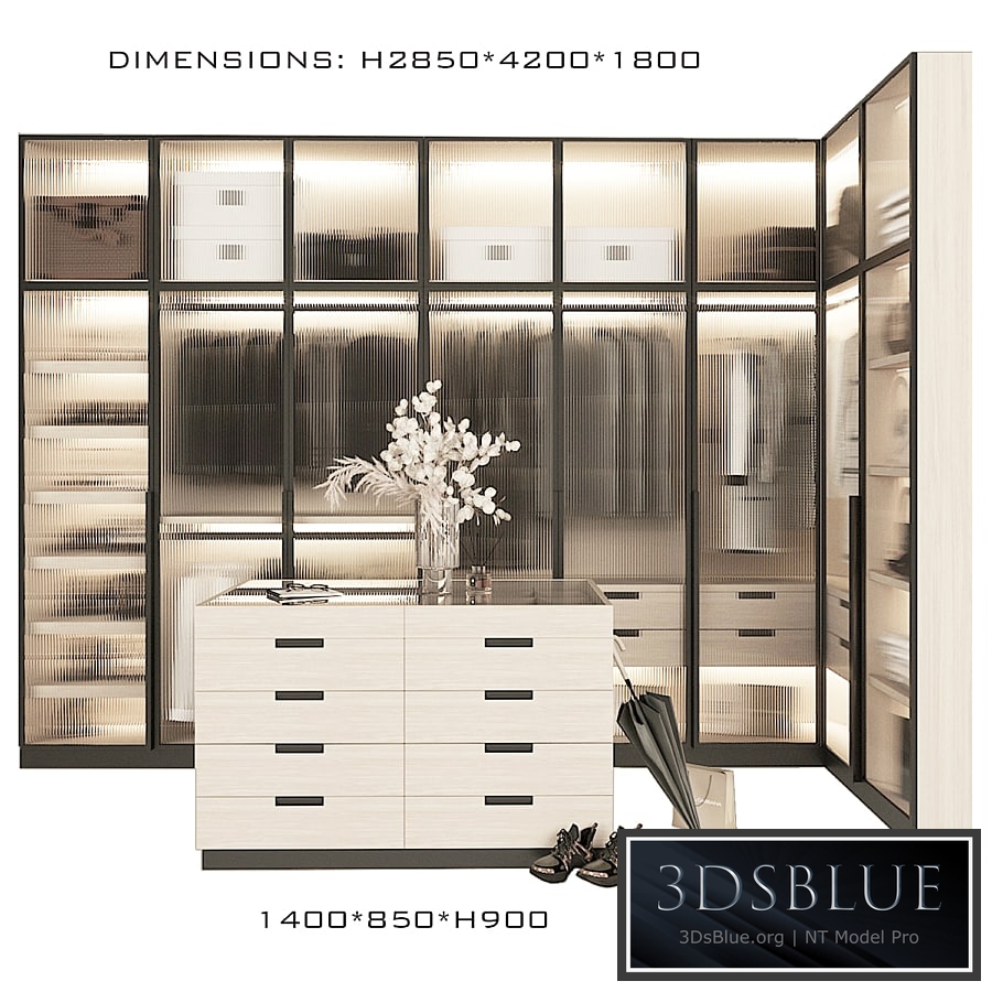 Corner wardrobe with island