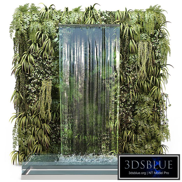 Wall plants with waterfall