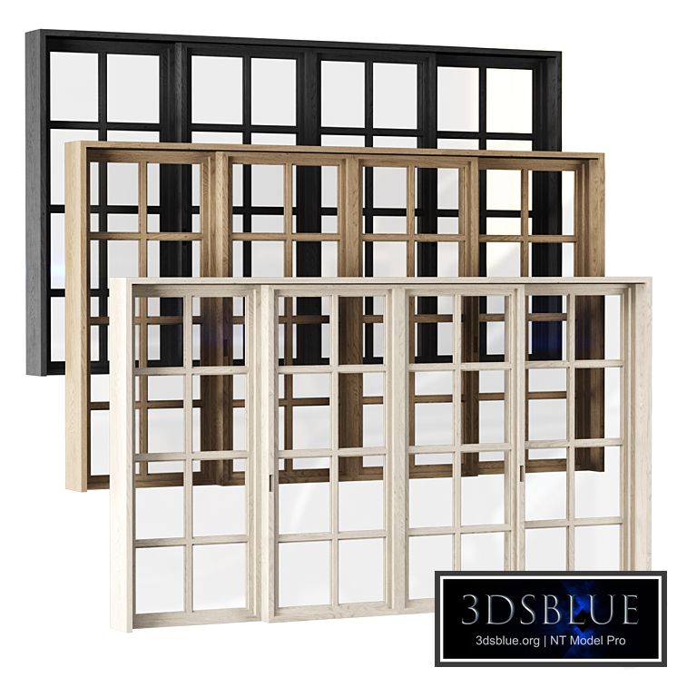 Rectangle wooden windows with doors_v3 / Rectangle wooden windows with doors