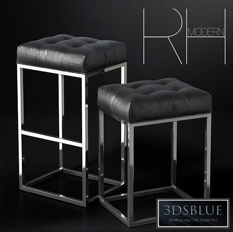 RH / REESE TUFTED LEATHER STOOL