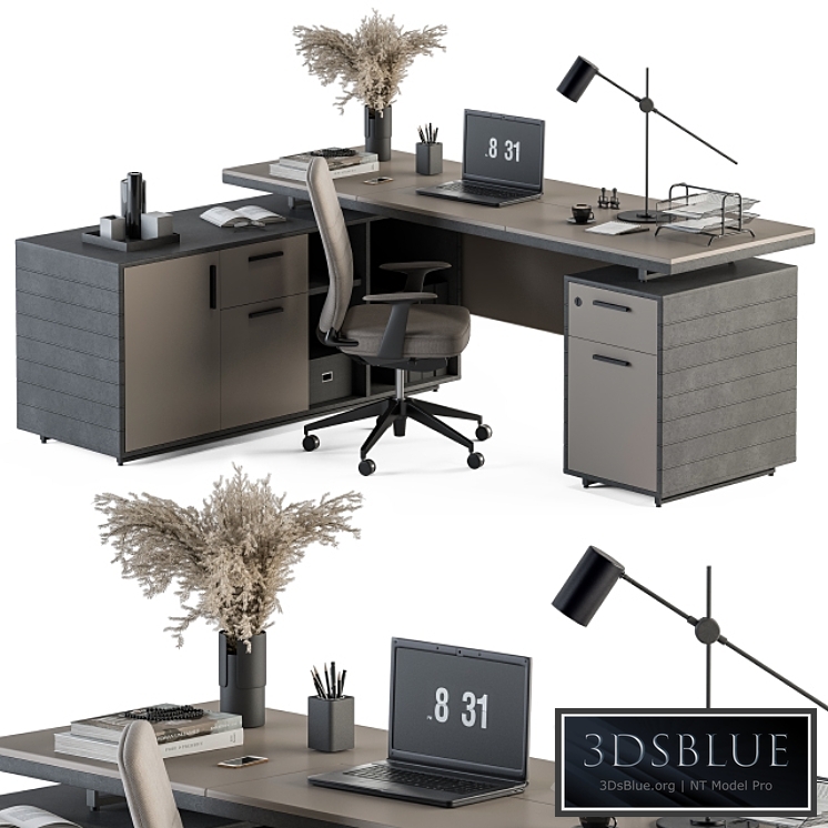 Boss Desk Cream and Black - Office Furniture 255